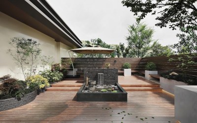 现代庭院景观3D模型下载